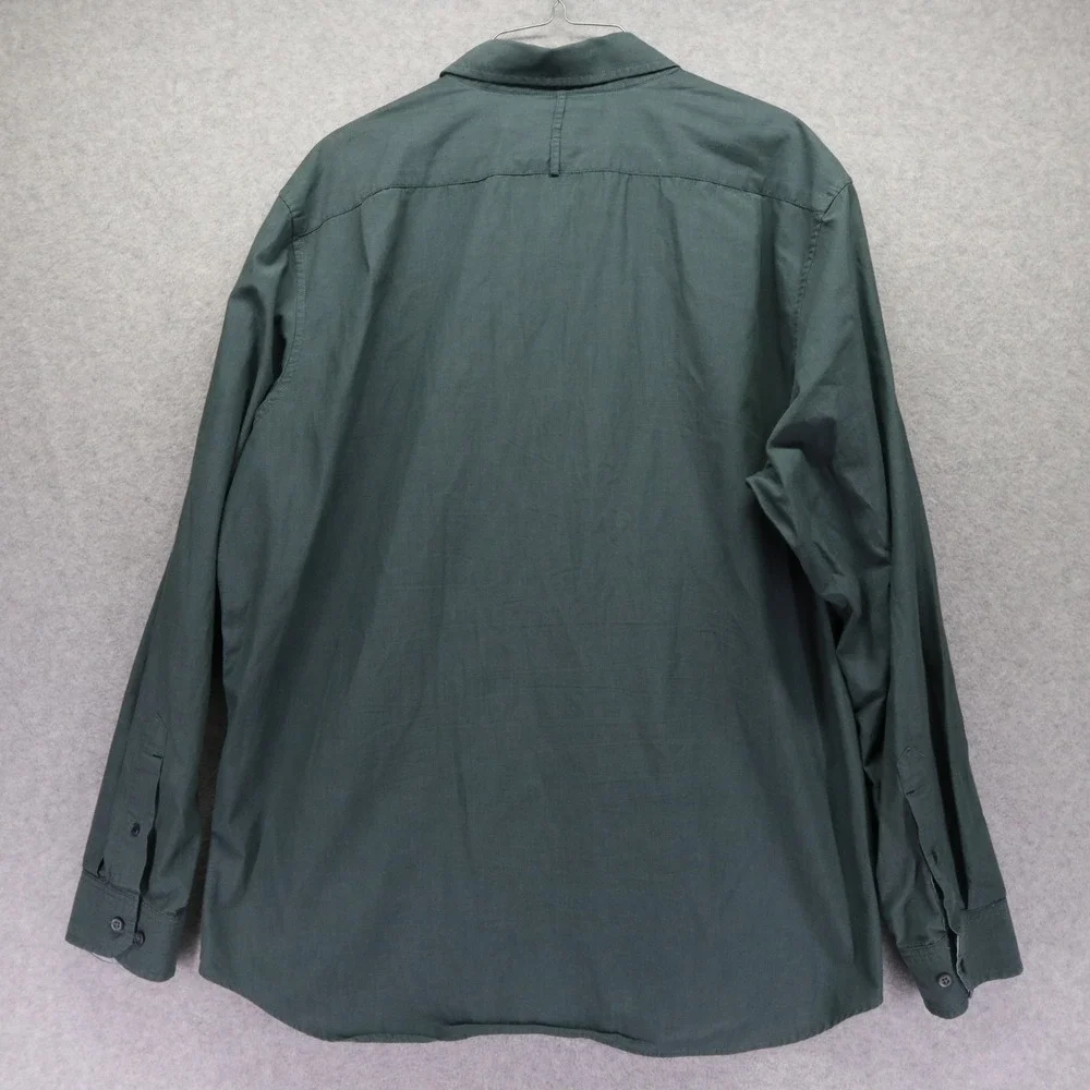 Banana Republic Shirt Mens XL 17-17.5 Casual‎ Pocket Button Up Green Long Sleeve